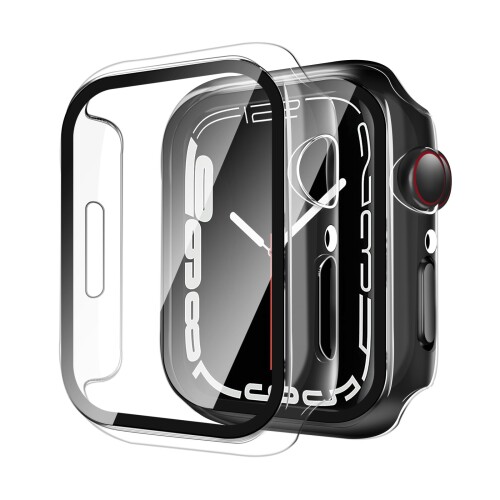 YUGYUG for アップルウォッチSE2/SE/6/5/4 カバー 40mm Apple Watch SE2/SE/6/5/4 カバー 40mm PC素材 アップルウォッチ ケース ガラスフィルム 一体型 日本旭硝子材 二重構造 Apple Watch ケース 全面保護 強