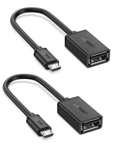 UGREEN OTGケーブル USBホスト変換アダプタ micro USB オス-USB A メス 12cm ブラック 2本セット