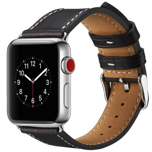 カルム アップルウォッチ レザーベルト Apple Watch 本革 バンド 38mm ～ 49mm Series1～8 & SE SE2 & Ultra (38/40/41mm, ブラック)