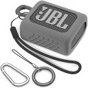 BEAUDOM JBL GO 3 シリコンケース 保護カバー衝撃吸収 携帯便利 JBL GO3 Bluetooth スピーカ専用保護収納 ストラップとフック付き (グレー)