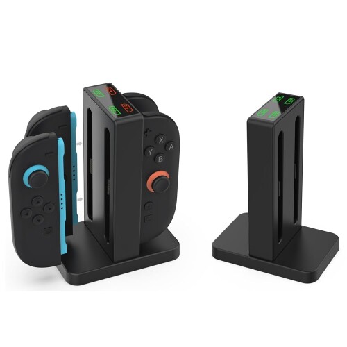 スイッチ2コントローラの充電ドックLEDインジケータ付き4ポート磁気充電ステーションType-C USB入力に対応し、ブラック