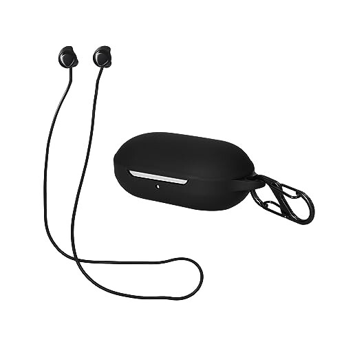 kwmobile ケース 2in1セット 対応: Samsung Galaxy Buds/Buds Plus ケース ストラップ - シリコン 落下防止 ケースカバー黒色/黒色