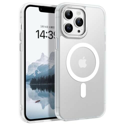 BENTOBEN iPhone13Pro ケース MagSafe対応 ワイヤレス充電 マット感 半透明 指紋防止 ストラップホール付き メタル レンズ保護 耐衝撃 iPhone13Proケース カバー ホワイト