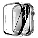YUGYUG 対応 アップルウォッチ カバー Series SE2/SE/6/5/4 アップルウォッチ ケース PC素材 Apple Watch ケース ガラスフィルム 一体型 日本旭硝子材 二重構造 Apple Watch カバー 全面保護 強化ガラス(2)