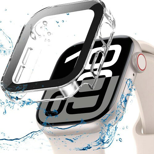 BOOLINN 可兼容 アップルウォッチ カバー Series 11/10/9/8/SE3/SE2/SE/7/6/5/4 対応 Apple watch 10 ケース 46mm 防水 一体型 新デザイン 3D直角エッジ 超薄型 PC+ガラス素材 高透過率 キズ防止 全面保護 apple