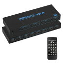 HDMIマトリックス 4入力4出力 4K@30Hz HDMIマトリックス スイッチャー HDMIマトリックス セレクター 4x4 IRリモコン付き 4画面 分配 HDMI 1.4対応、1080P@60Hz、3D、RGB 4:4:4、YUV 4:4:4