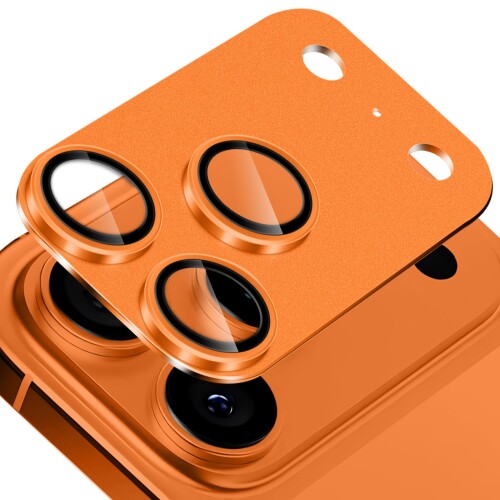 RicYeel カメラフィルム iPhone 17 Pro Max 対応 カメラ レンズ 保護カバー アイフォン17promax用 レンズ保護フィルム アルミ合金 耐スクラッチ 耐衝撃 カメラカバー (オレンジ)