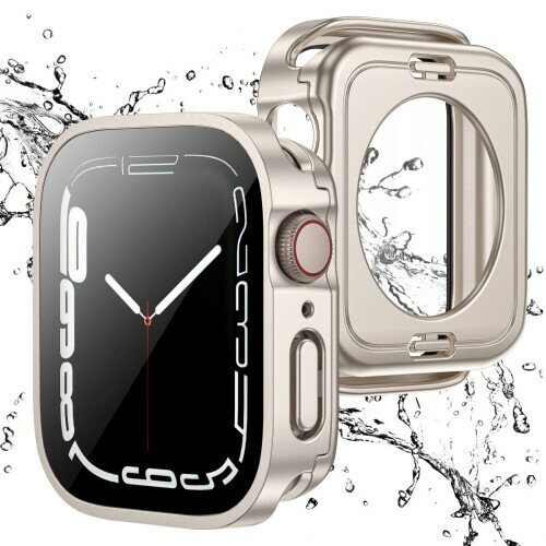 GEITOO 対応 Apple Watch ケース Series 9/8/7 45mm アップルウォッチ PC素材+9H硬度ガラス 防水 防塵 一体型 高感度 高耐久性 耐衝撃 2 in 1 前後二重構造全面保護 装着簡単 脱落しやすい iWatch 45mm ス