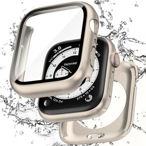 Puptoya アップルウォッチ 防水 カバー Apple Watch Series 6 5 4 SE3 SE2 対応 40mm ケース 2 in 1 前後の保護 PC+ガラス素材 高透過率 装着簡単 脱落しやすい 耐衝撃 iWatch 40mm スターライト