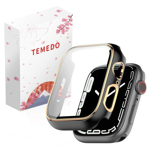 TEMEDO 対応 Apple Watch ケース 45mm アップルウォッチ カバー PC素材 メッキ加工 Apple Watch カバー 全面保護 二重構造 アップルウォッチ ケース ガラスフィルム 一体型 Apple Watch 9/8/7 アップルウ