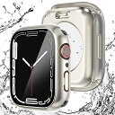 ILYAML for Apple Watch ケース 360度全面防水 バンド 水泳・スポーツ専用 ガラスフィルム 一体型 apple watch 用 カバー 360フルボディ防水 アップルウォッチ ケース Apple Watch Series9/8/7 41mm対応 starlig