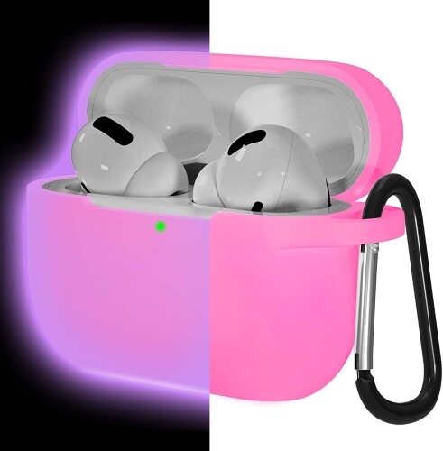 AirPods Pro P[X Ɩ̐F̕ω SʕیJo[ h~ ϏՌ OʂLEDCgBȂ CX[dΉ AirPods AirPods3p̃P[X (Fluorescent Yellow)