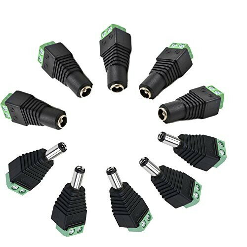 DZYDZR DC 5.5mm x 2.1mm 5メス+5オスDC電源コネクタアダプタ のオス/メスコネクタ DCプラグ ために LEDテープライト/CCTV Camera DZYDZR DC 5.5mm x 2.1mm 5メス+5オスDC電源コネクタアダプタ のオス/メスコネクタ DCプラグ ために LEDテープライト/CCTV Camera