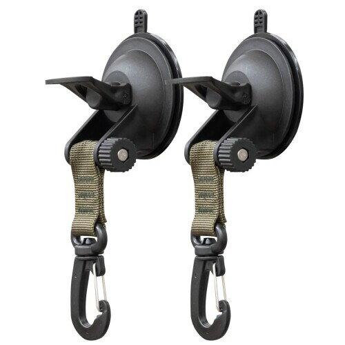 FIELDOOR 吸盤 フック カラビナ 2個セット ワンタッチで超強力固定 タープ キャンプ 日除け シェード ..