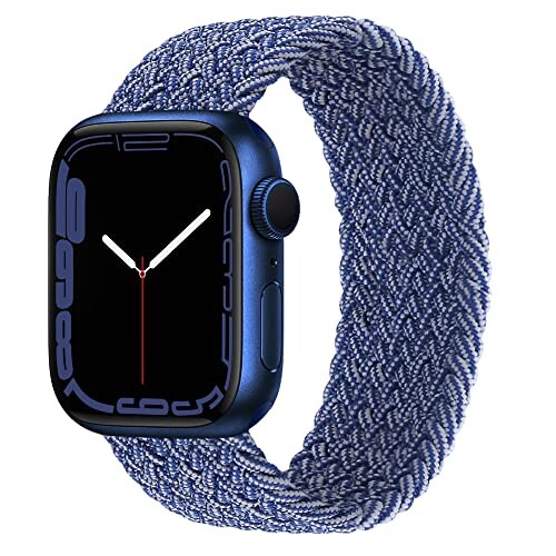 Apple Watch バンド ブレイデッドソロループ 編組バンド 通気性 防汗 取付簡単 交換ベルト 柔らかいシリコーン糸混紡リサイクルヤーン素材 コンパチブル apple watch series 7/6/5/4/SE/3/2/1対応 ア