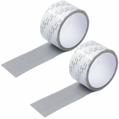 オーディオファン 網戸 補修 テープ 強粘着 防水 応急修理 グレー 5cm×2m 2点セット