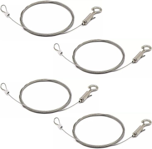 落下防止ワイヤーハンガワイヤーロープ長調節可能フックハンガリング地震対策転倒防止4セット耐荷重20 kg