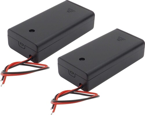 オーディオファン スイッチ付き電池ボックス 単3×2本 電子工作 部品 パーツ リード線 ON/OFF スイッチ付き 最大出力3V 単3電池(AA)×2本用 2点セット