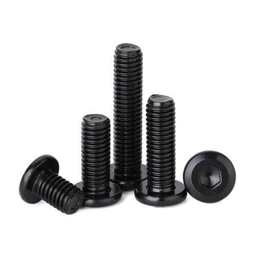 5個入 平ボタンキャップボルト 黒 M6 超低頭 六角穴付ボルト 304 ステンレス鋼 キャップボルト 家具継..