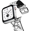 Caunedy 革のベルトはApple Watchベルト38mm 40mmと互換性があり,iWatch Series SE / 6/5/4/3/2/1用の柔らかく 本革バンド (38/40mm, インクの花)