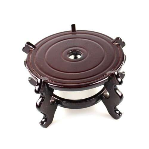 風水 中国の木製 花台 フラワースタンド 置き台 鉢置き ベランダ 4 Inch ブラウン