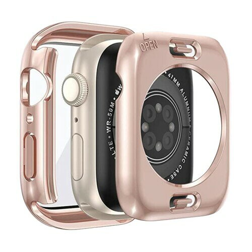 YUGYUG 対応 アップルウォッチ カバー Series SE3/SE2/SE/6/5/4 アップルウォッチ ケース PC素材 IP68 防水 360ど度 Apple Watch ケース ガラスフィルム 一体型 日本旭硝子材 二重構造 Apple Watch カバー 全