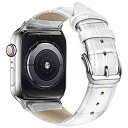 コンパチブル Apple Watch 交換用レザーベルト 41mm/40mm/38mm 49mm/45mm/44mm/42mm iWatch Series 9/8/7/6/5/4/3 Ultra/SE 鰐皮紋様腕時計バンド おしゃれ 耐水性 スポーツ 男女通用 (41mm/40mm/38mm, ホワイト)(2)