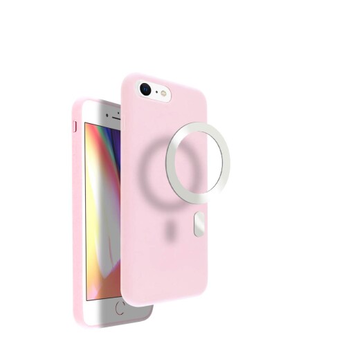 VECI iPhone SE / 8 マグネットケース、マグセーフアクセサリー対応、シリコン素材、内蔵マグネット (MagSafe) (iPhone SE/8, Light Pink)