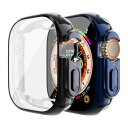 2パックソフトケース保護ケース ガラスフィルム 一体型コンパチブルApple Watch Ultra 49mm、防水保護ケース 超薄型スクリーンプロテクター タッチ感良好 全面保護 軽量 指紋防止IWatch Ultra 49m