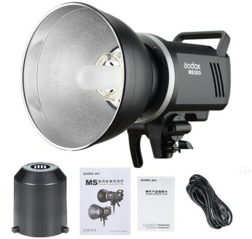 Godox MS300 スタジオストロボ GN58 5600±200K 1/32～1/1パワー調整 輝度調整 0.1～1.8sのリサイクルタイム リフレクター付属 Bowensマウント 持ち運び便利 スタジオ撮影
