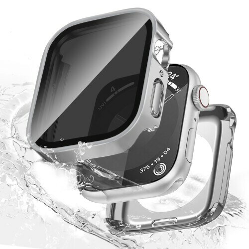 LISAMER 対応 アップルウォッチ カバー Series 9 8 7 45mm 対応 Apple Watch カバー 一体型 新デザイン 超薄型 PC+ガラス素材 全面保護 装着簡単 高透過率 高耐久 耐衝撃 Apple Watch用 ケース 45mm シルバ