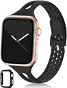 YUANHE 互換性のある Apple Watch シリコン ウォッチ バンド 40 mm 44 m 41mm 45mm、スポーツシリコンストラップ（PC保護ケース付）保護ケース通気性ストラップ交換用ストラップ（IWatchシリーズSE