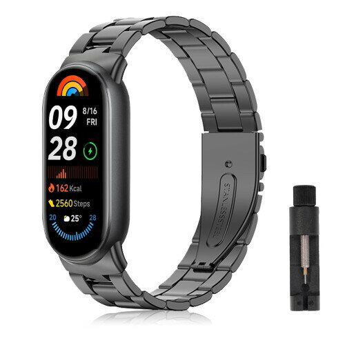 (ReHowy) Xiaomi Smart Band 10 / Xiaomi Smart Band 9 / Mi 8 対応 交換バンド ビジネス風 ステンレス製 サイズ調節可能 調整工具付き xiaomi スマートバンド 10 交換ベルト コンパチブル xiaomi band 10/9/8 替え