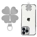 (ALUBES) クローバー ストラップホルダー 薄型 ストラッパー ステンレス スマホストラップ ホルダー 全機種対応 スマホショルダー 耐久性 破損・劣等化なし 軽量 薄型 荷重量10kg シルバ