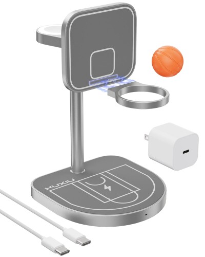 KU XIU X85 ワイヤレス充電器 3in1 MagSafe対応 スタンド アルミ製 置くだけ充電 iPhone 17/16/15/14/13/12/Air...