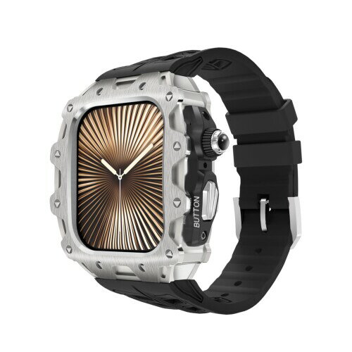 AHNHSKY Apple Watch バンド 10 46mm ケース カバー 耐衝撃 傷防止 スポーツバンド アップルウォッチ バンド iWatch Series 11/10 46 mm 耐久性 耐衝撃 落下防止 傷防止 ブラック (チタン, 46mm)