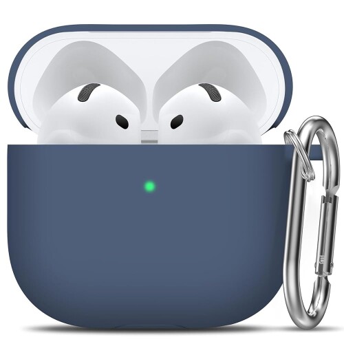 ILYAML for AirPods 4 ケース ソニー ワイヤレス イヤーホン AirPods 4用シリコン保護ケース キズ防止 耐衝撃 防水 防塵 紛失防止 装着充電可能 AirPods 4 用保護ケース ブルー