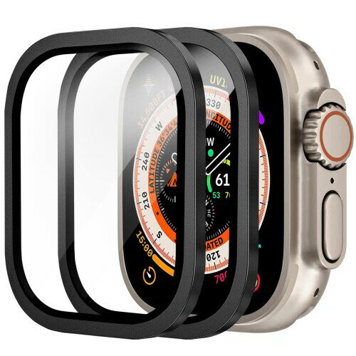 Suoman for Apple Watch Ultra 3/Ultra 2/Ultra保護フィルム(2枚）アップルウォッチ49mmフィルムfor iWatch Ultra 3/Ultra 2/Ultra ガラスフィルム 擦れ防止 耐沖撃 防指紋の9H高硬度アルミフレームの強化フィル