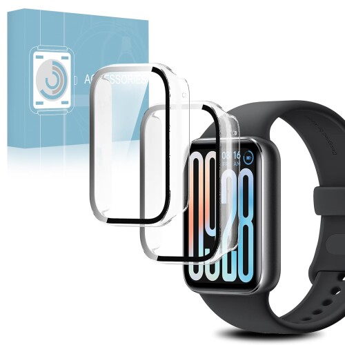 Xiaomi Smart Band 9 Pro 用 ケース ガラスフィルム 一体型 Xiaomi Smart Band 9 Pro 保護カバー 全面保護 耐衝撃 高透過率 指紋防止 スマートウォッチ ケース (クリア）