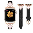 コンパチブル Apple Watch バンド 革 レディース アップルウォッチ用 バンド レザー キラキラ 四つ葉のクローバー iWacth Series 9/...