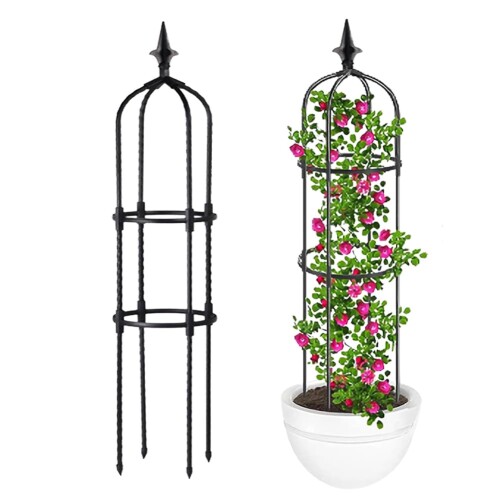 ブラックガーデニング用支柱 オベリスク 金属製 高さ調整可能 支柱 薔薇 朝顔 バラのオベリスク ぶどう ミニトマト 棚 バラ ガーデニング アサガオ 屋外 ガ...