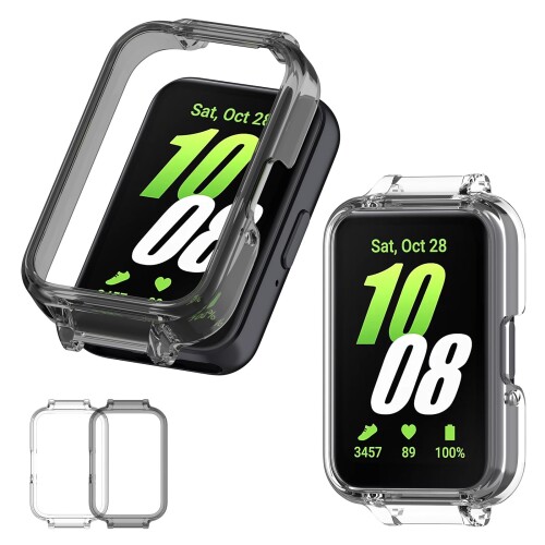 For Galaxy Fit3 用 ケース PC素材 軽量 耐衝撃 傷防止 保護カバー 対応 ギャラクシー fit3 全面カバー 耐摩擦 保護ケース（クリアブラック+クリアホワイト）