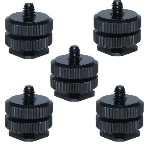 AQUALOACH カメラホットシュー アダプター 1/4ネジ対応 5個セット 三脚マウント コールドシュー兼用 ダブルシュー カメラ拡張アクセサリー