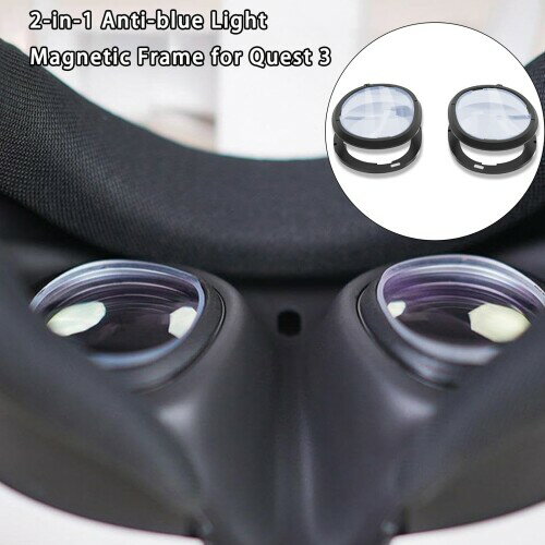 Meta Quest 3アクセサリー用Growalleter - 磁気眼鏡フレーム、Quest 3ヘッドセット用VRレンズプロテクターフレーム、Quest 3メガネ用傷防止ガラススペーサープロテクター(ブルーライト防止レンズ