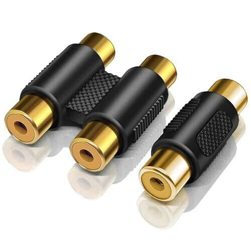 RCAメス to RCAメス中継アダプタ 変換やケーブルの延長 2個セット RCA延長アダプタ メスメスコネクタ RCA メスメス 中継プラグ 接続簡単 金メッ...