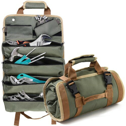 工具バッグ 工具入れ ツールバック ロールタイプ(長さ30cmまで入る)(工具のごちゃごちゃ問題を解決くるくるまとめるだけx水や擦れにも強い高密度のキャンバス生...