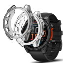 RosMank 保護ケース Garmin Fenix 8 47mm 対応、Garmin Fenix 8 47mm ウォッチアクセサリー用ソフト TPU 保護シェル 2 個パック、黒 透明