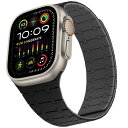(ZZDZZ) コンパチブル Apple Watch バンド 42mm 44mm 45mm 46mm 49mm 強力なシリコン磁気 防水 に対応 Apple Watch Ultra 2 Ultra シリーズ10 9 8 7 6 5 4 3 2 1 SE(ブラック/グレーー)