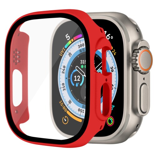 Apple Watch 8 ultra 49mm 用 ケース 旭硝子材ガラスフィルム 一体型 装着簡単 全面保護 高透光率 指紋防止 9H硬度日本旭硝子材 防水 防雪 防塵 PC素材 衝撃吸収 アップルウォッチ8 Ultra 用 ガラス