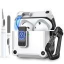 AhaStyle AirPods 4ケースカバー、セキュアロッククリップ付き、AirPods第4世代用自動ポップアップケース、クリーナーキット付き Apple ...
